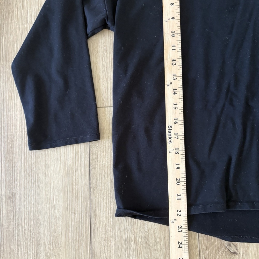 Eileen Fisher V-Neck Long Sleeve Top Women S Black Jersey Knit Minimalist Staple - Picture 4 of 7